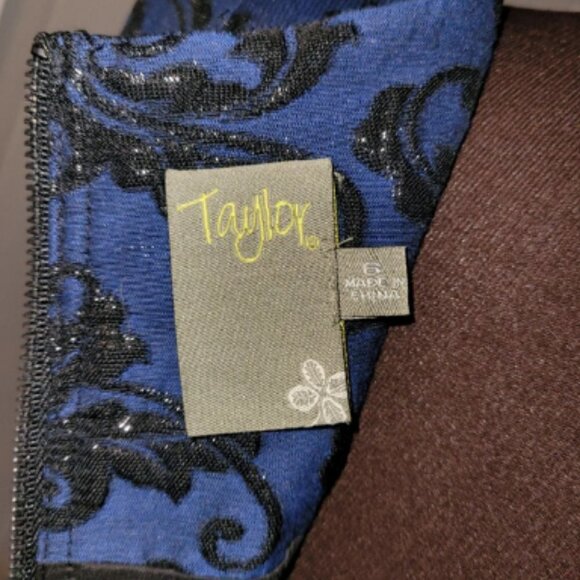 Taylor Skater Blue and Black Shiny Formal Dress Size 6 - Picture 6 of 6